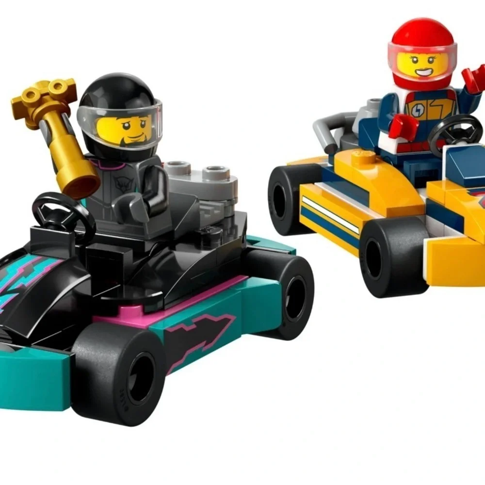 LEGO City Go-Karts and Race Drivers Toy Playset - 2 Driver Minifigures, Race Car - Picture 3 of 6